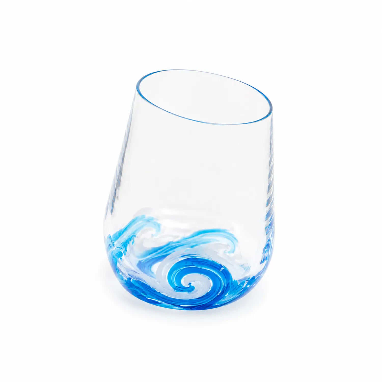 Verre à eau avec motif vagues bleues 250 ml