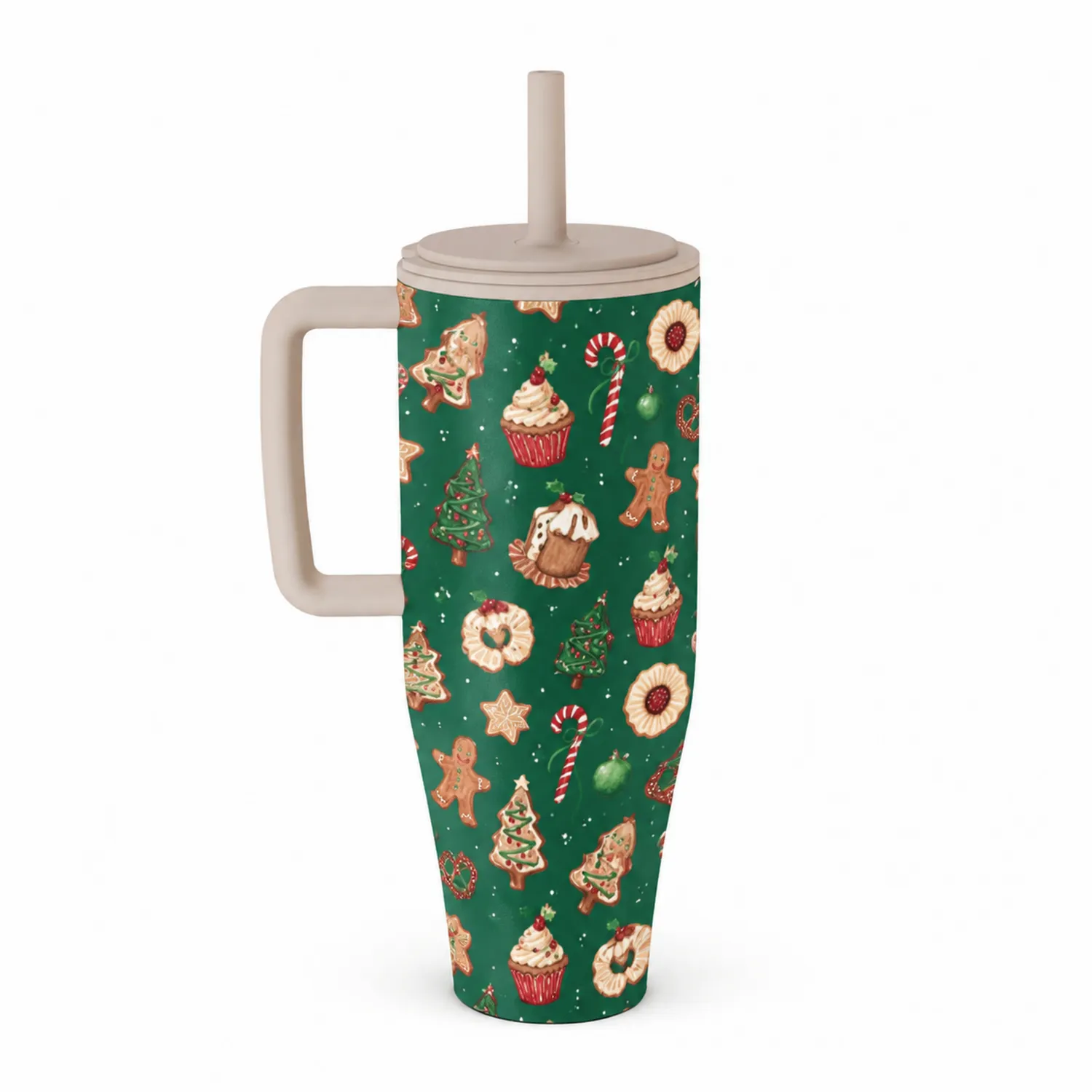 Mug Isotherme Noël avec Décorations de Biscuits 950 ml Vert