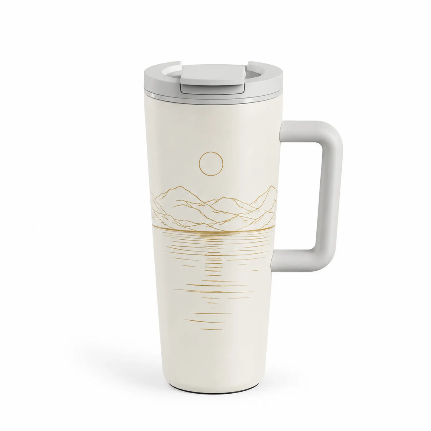 Gobelet Thermos Blanc avec Motif de Paysage Doré 500ml