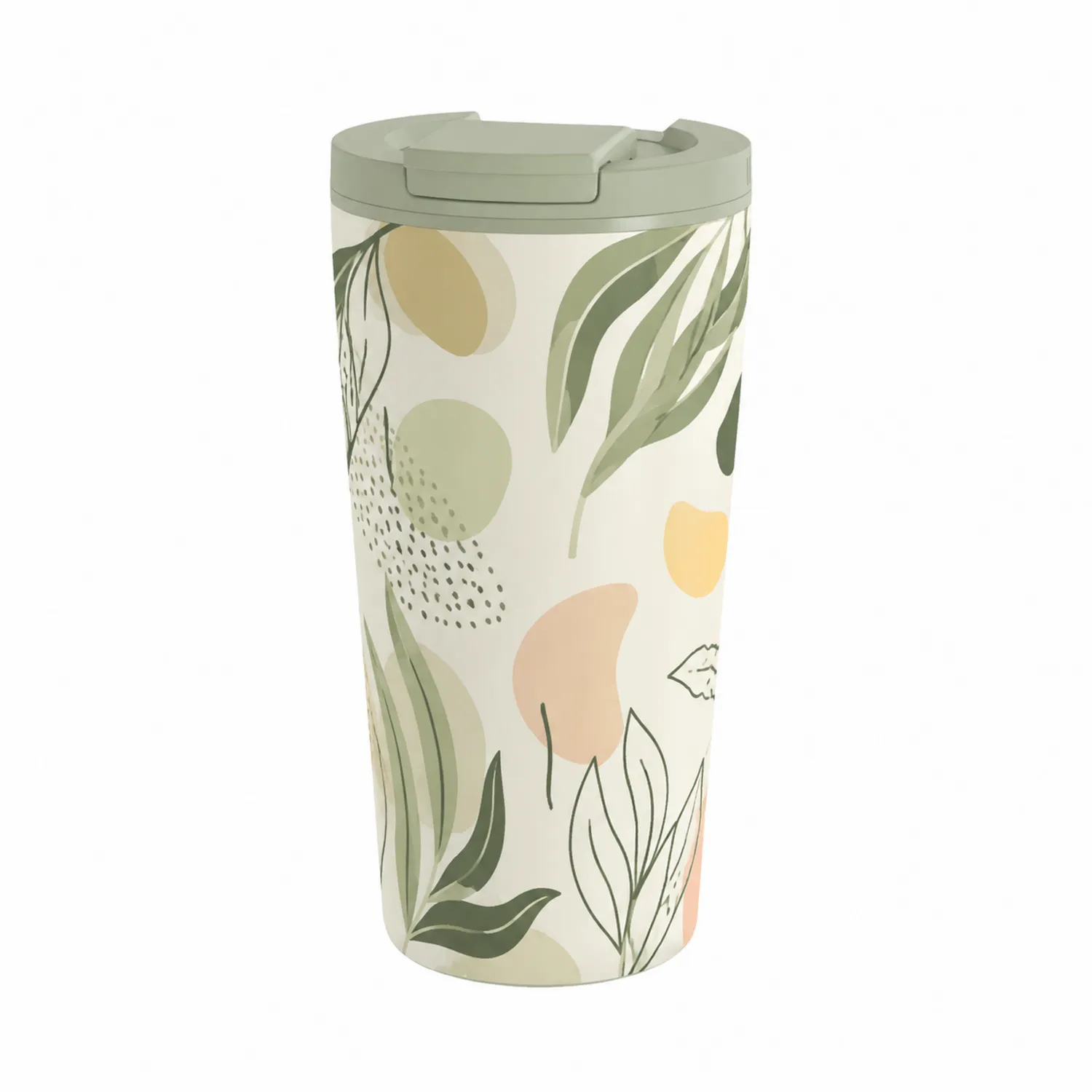 Tasse Isotherme à Motif Floral Vert 400ml