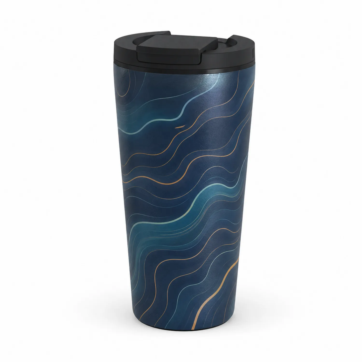 Gobelet Isotherme 500ml Motif Ondulé Bleu Marine