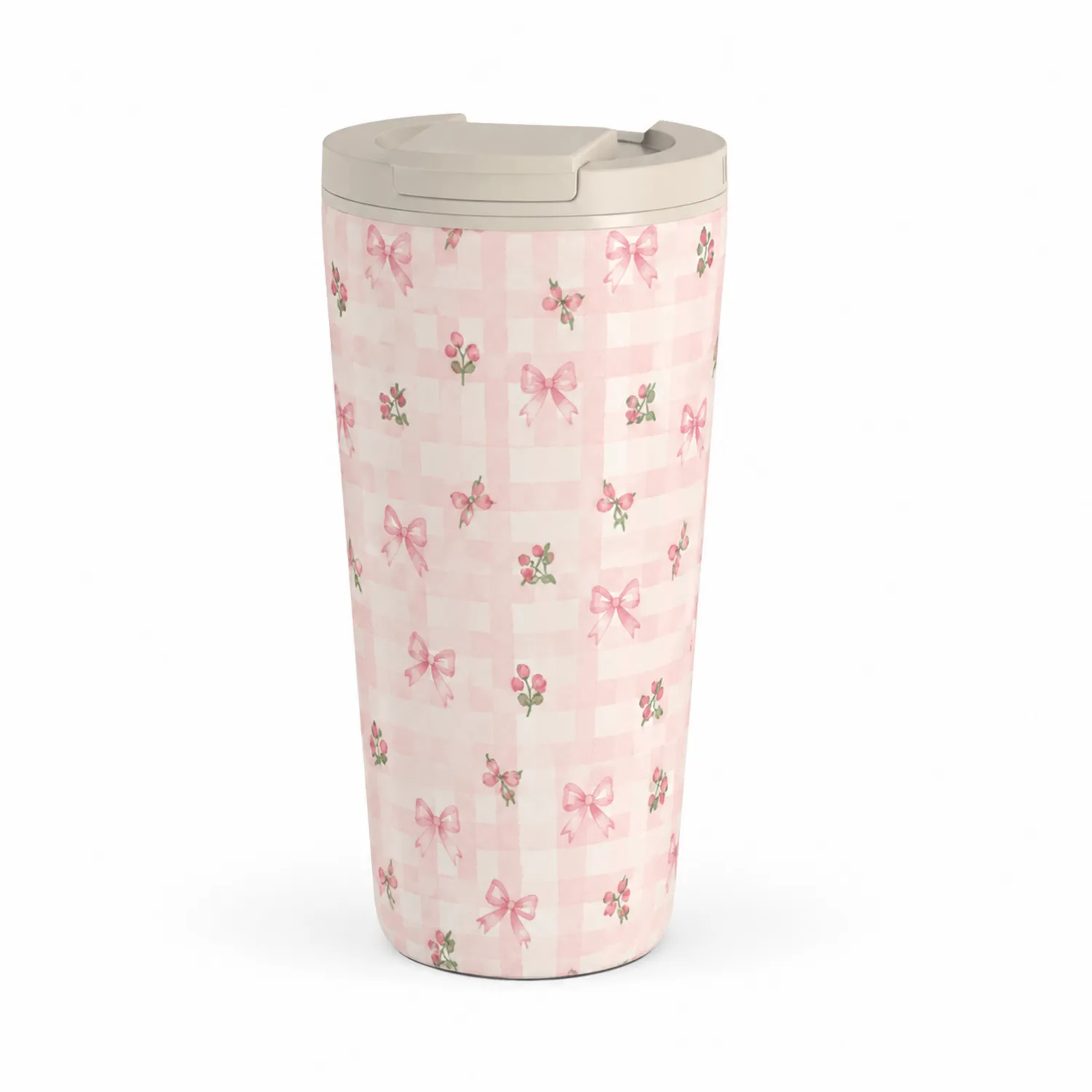 Tasse Thermique avec Motif Floral Rose - 350ml