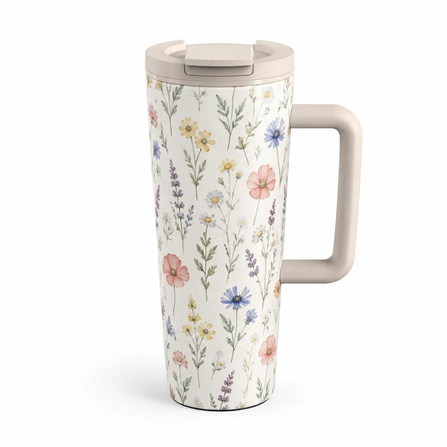 Tasse de Voyage Isolée avec Motif de Fleurs 500ml