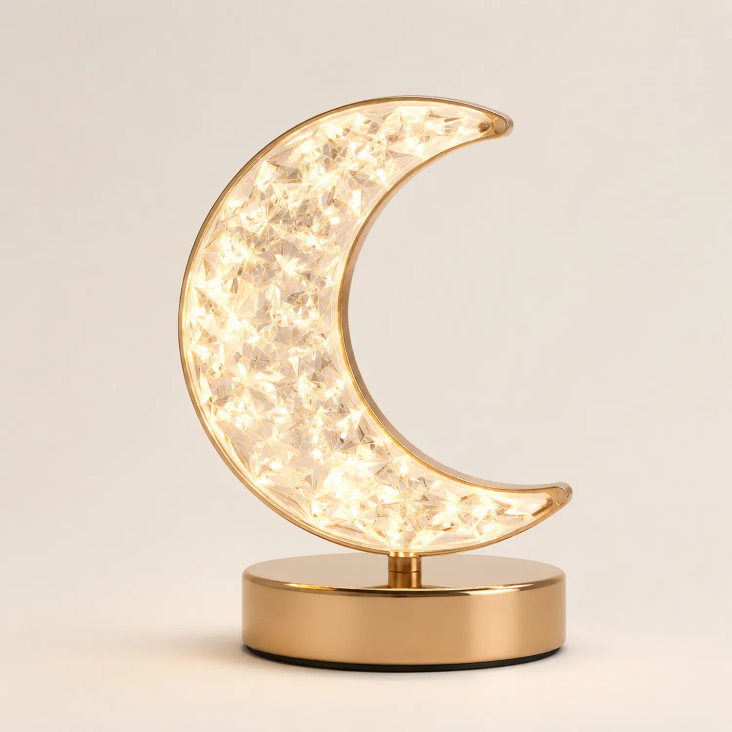 Lampe de Table Décorative LED Forme Lune Dorée