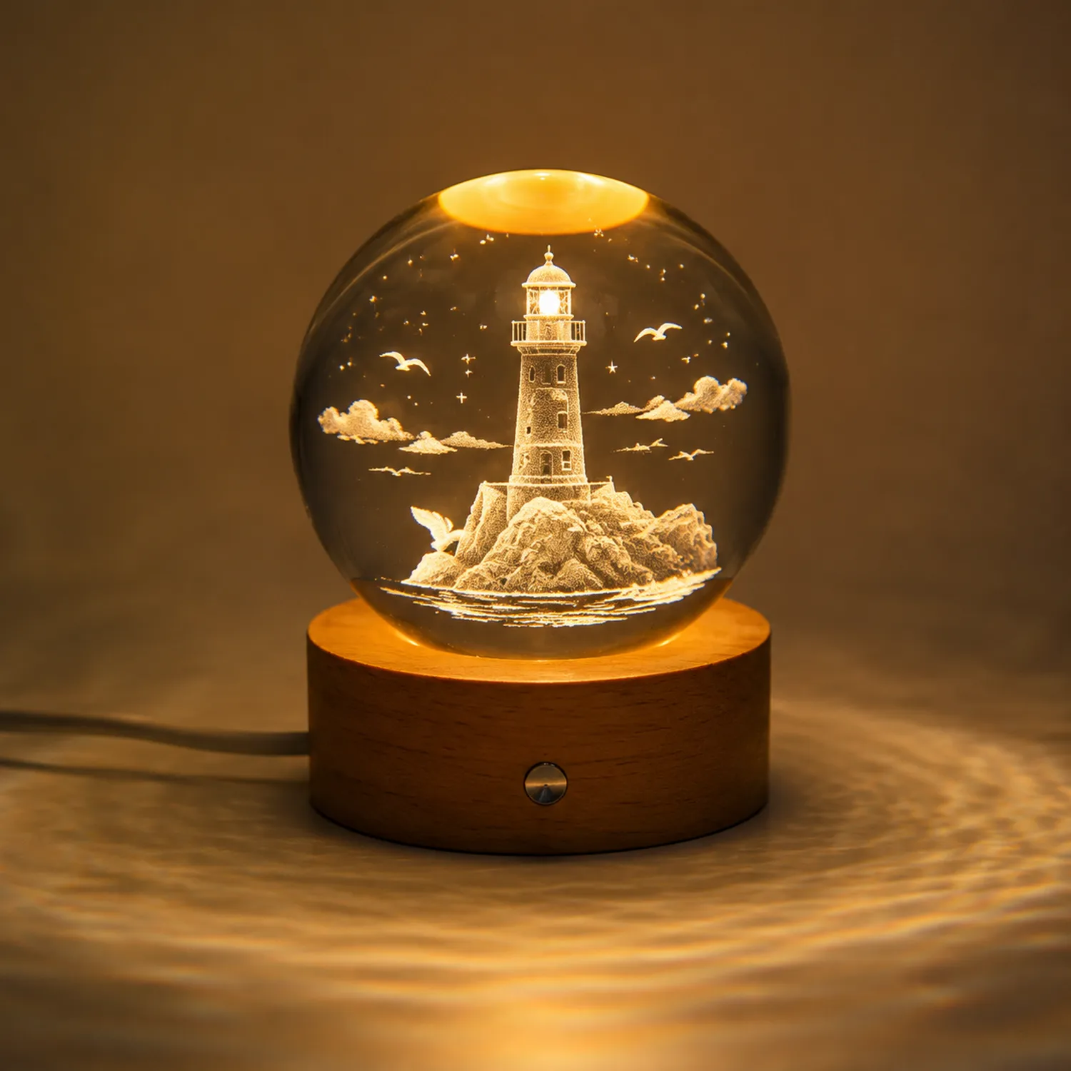Lampe Décorative en Cristal Sphérique avec Phare