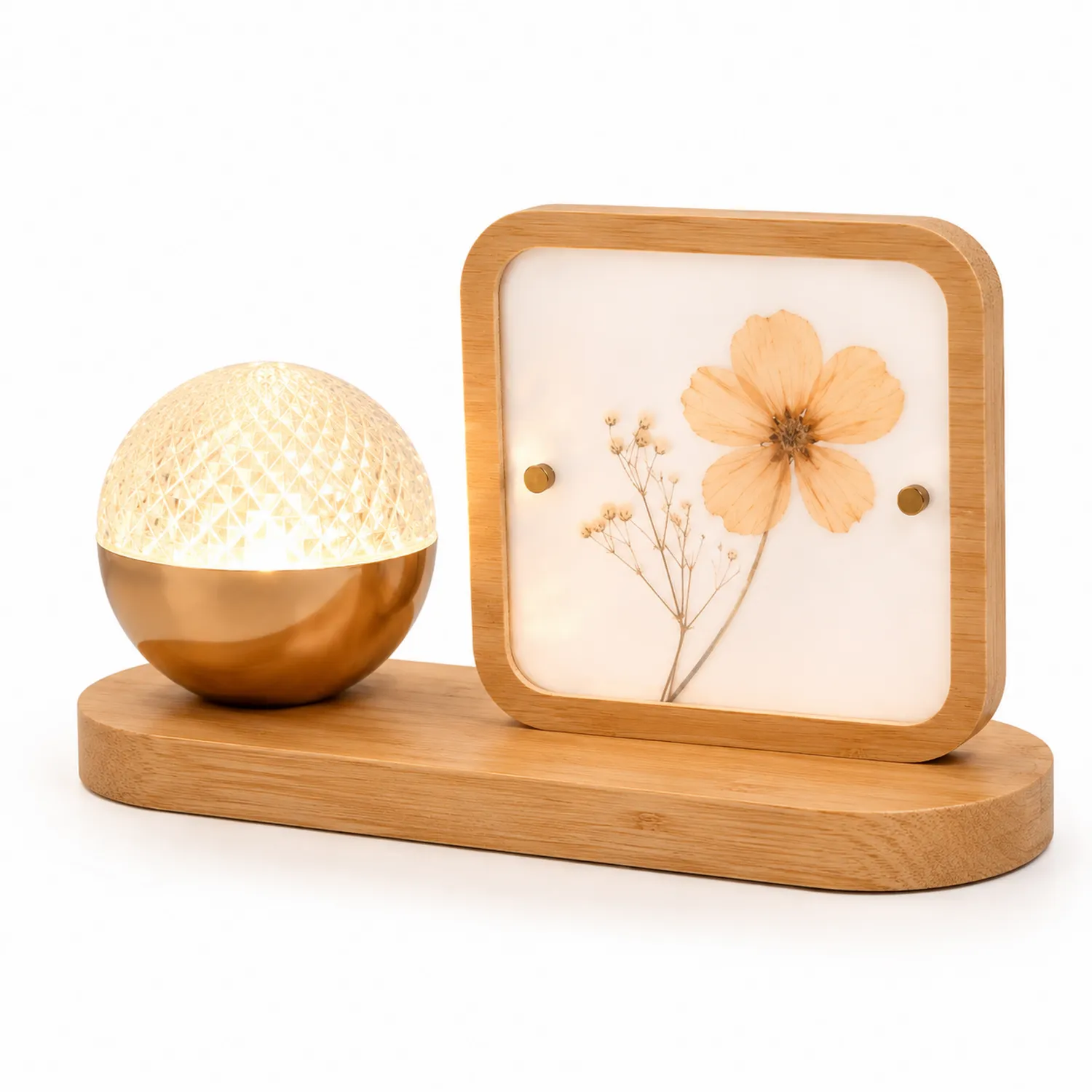 Lampe d'ambiance LED en bois avec design floral