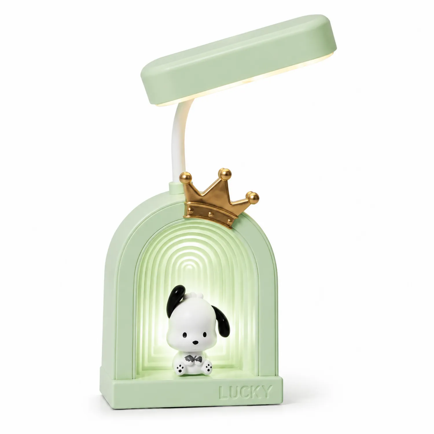Lampe de Table LED Décorative avec Chien et Couronne Verte