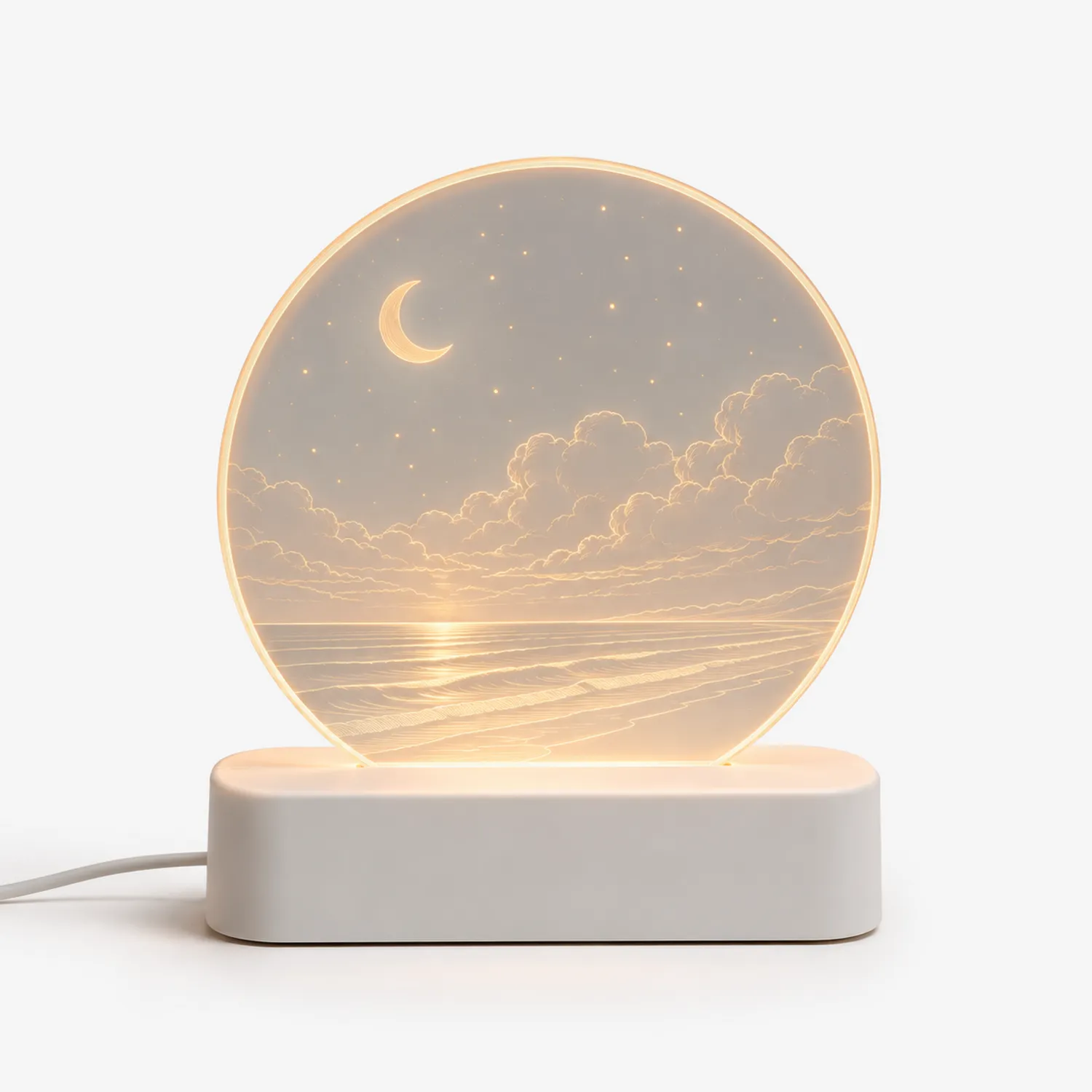 Lampe LED décorative ronde motif lune et ciel