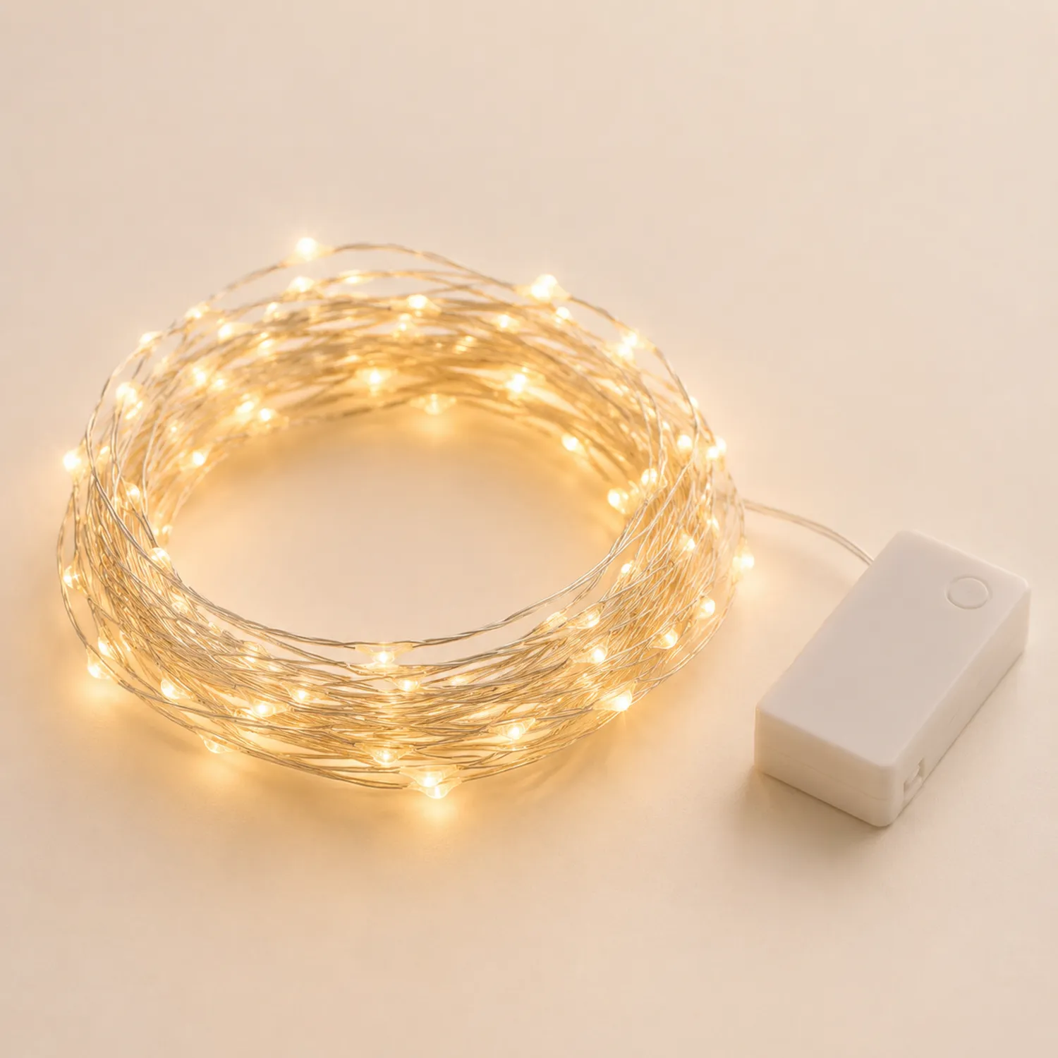 Guirlande lumineuse LED à piles blanc chaud en fil de cuivre