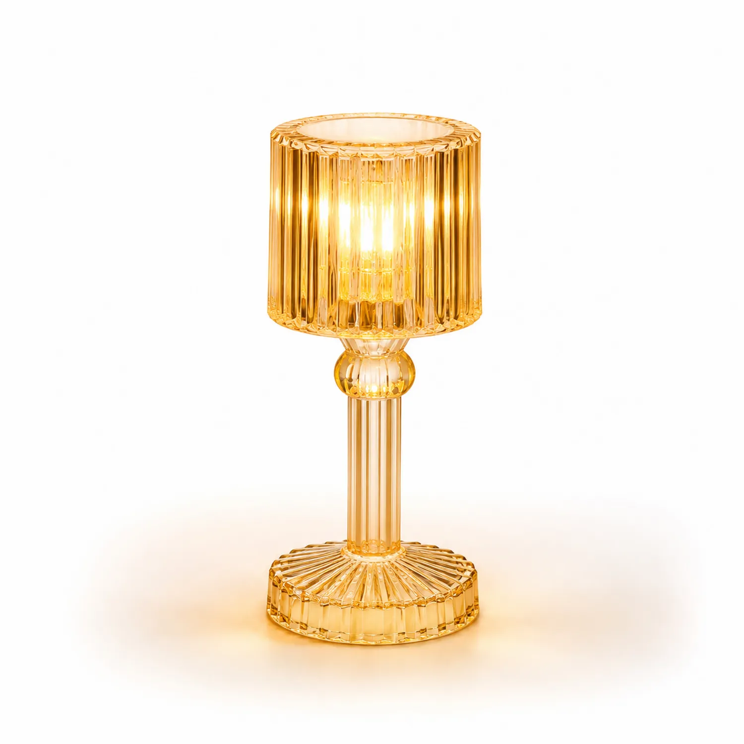 Lampe de table LED décorative avec abat-jour en verre ambre