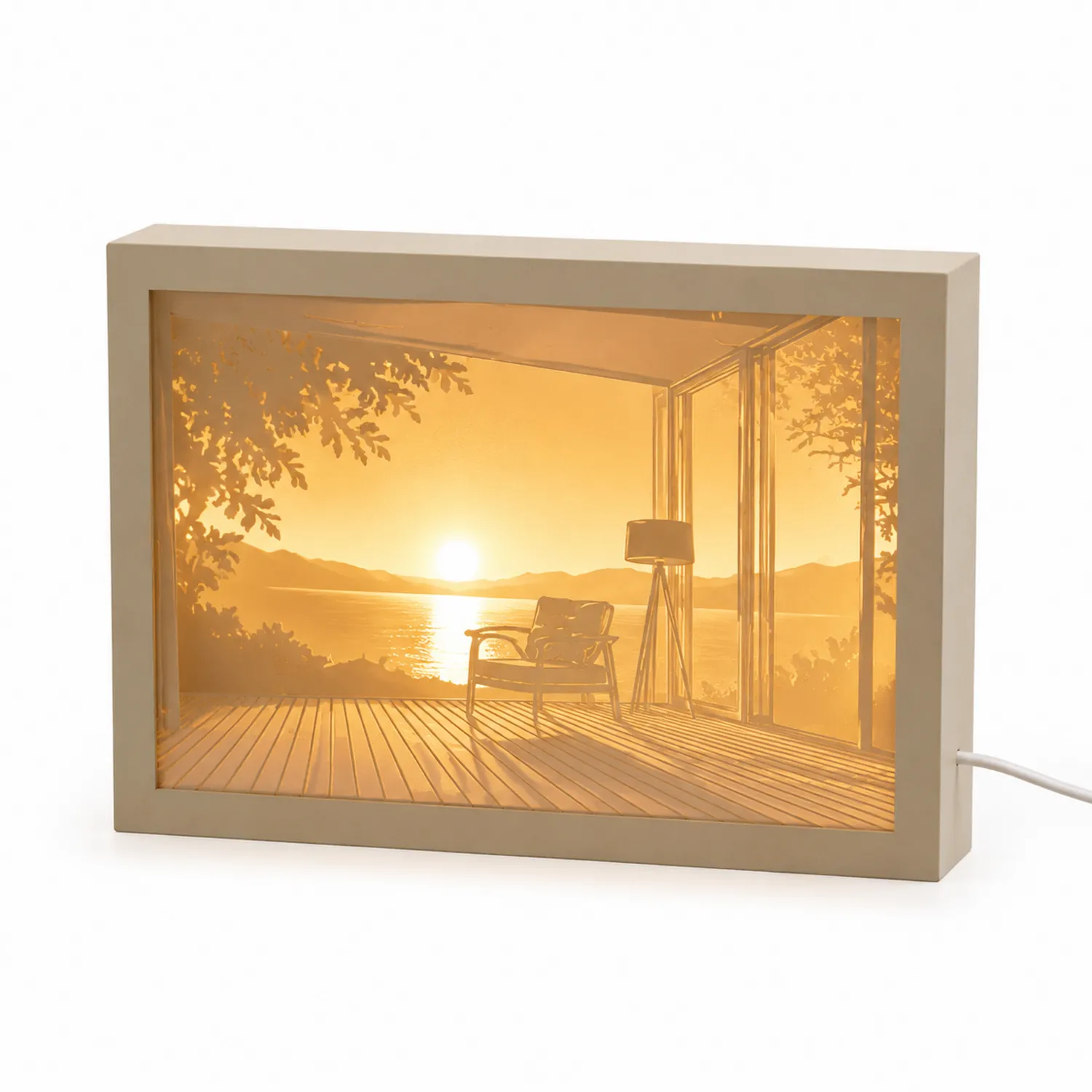 Lampe décorative LED cadre coucher de soleil