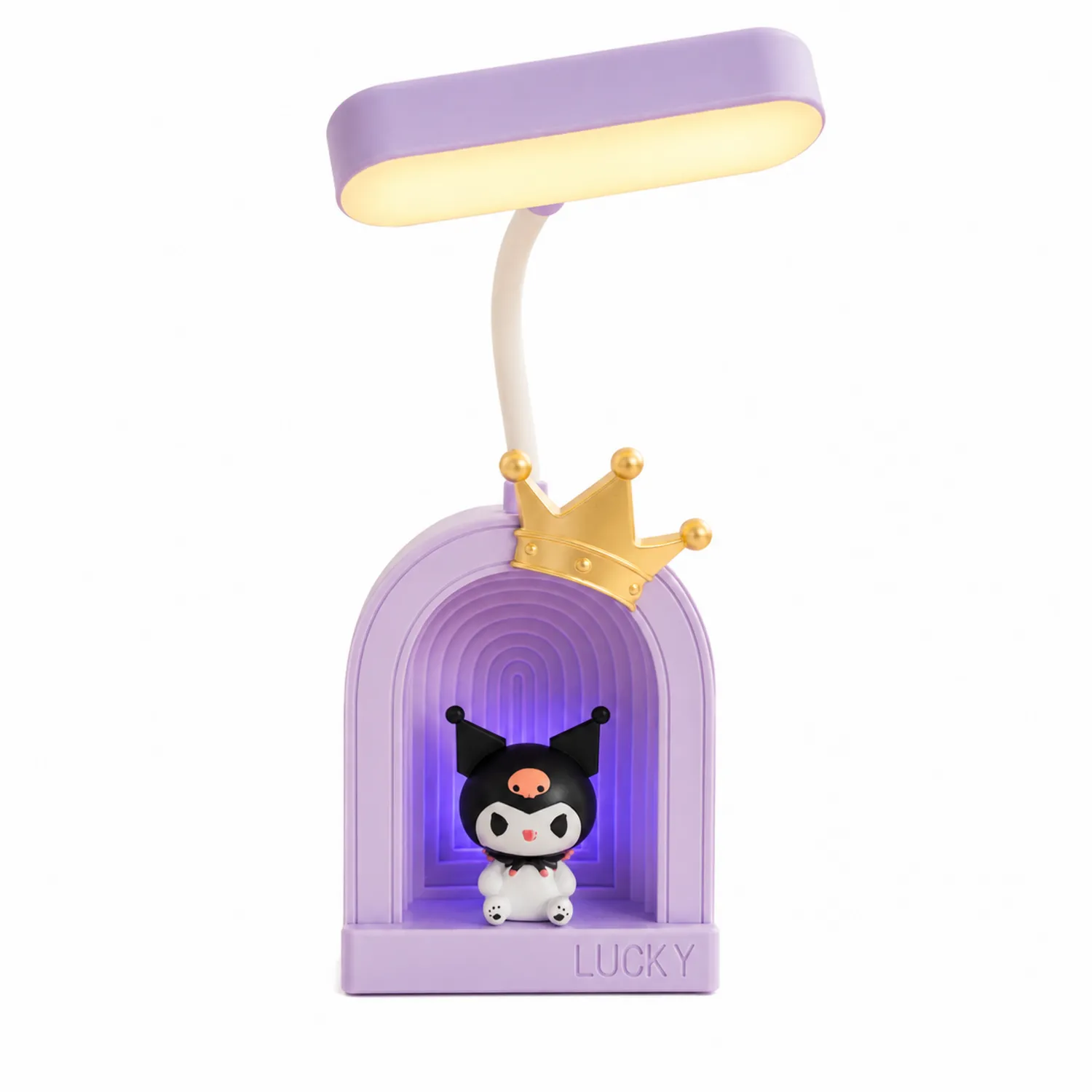 Lampe de Chevet Enfant avec Figurine et Couronne Lumineuse LED Violet