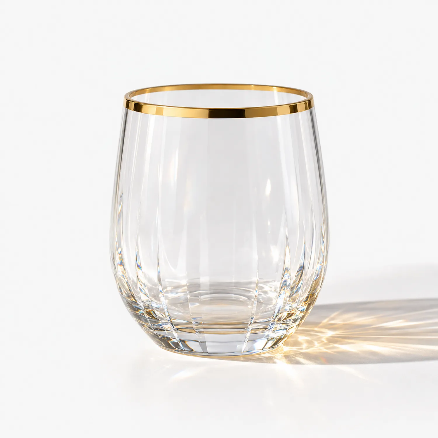 Verre à whisky en cristal transparent avec bord doré