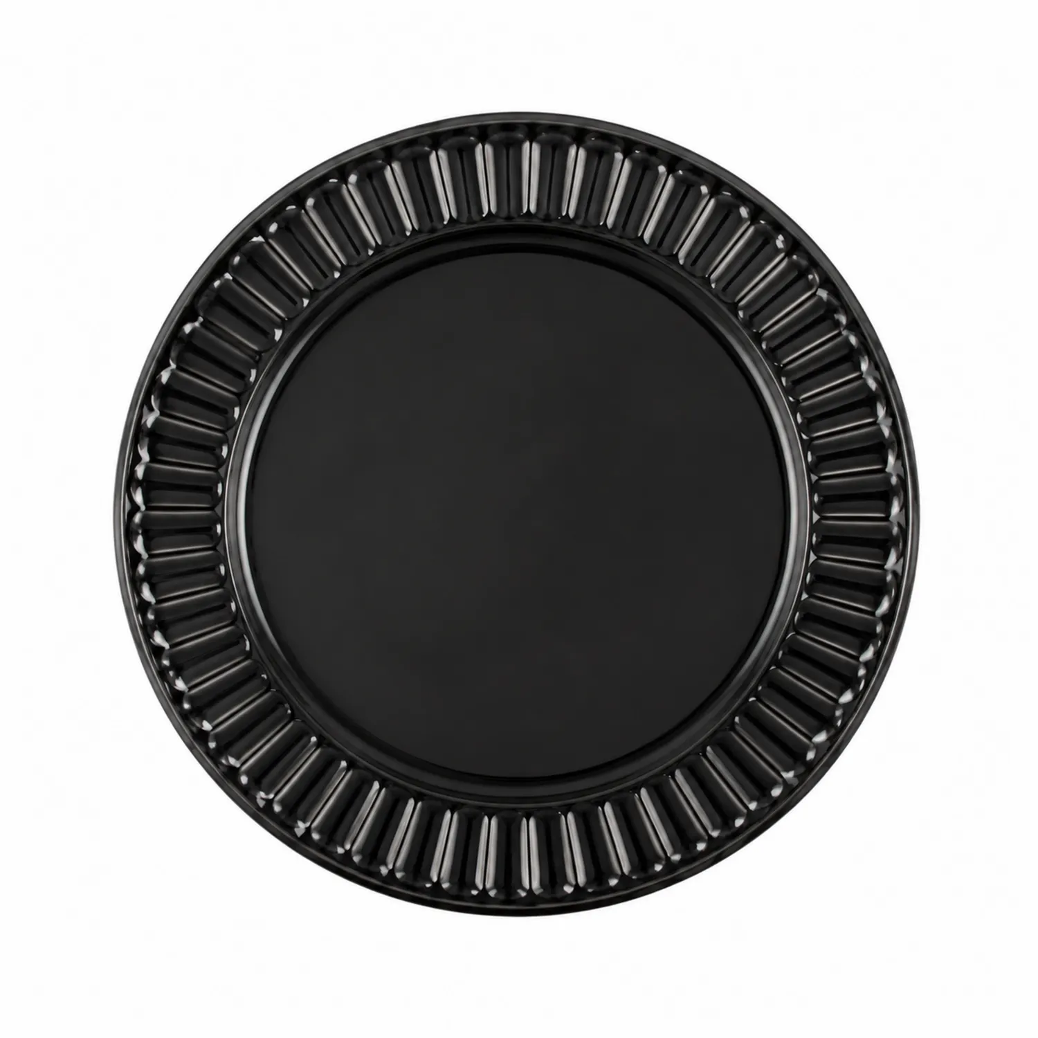 Assiette ronde noire bordure décorative 30 cm