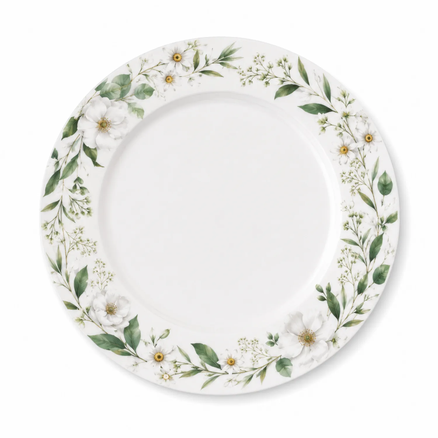 Assiette en céramique avec motif floral vert 27 cm