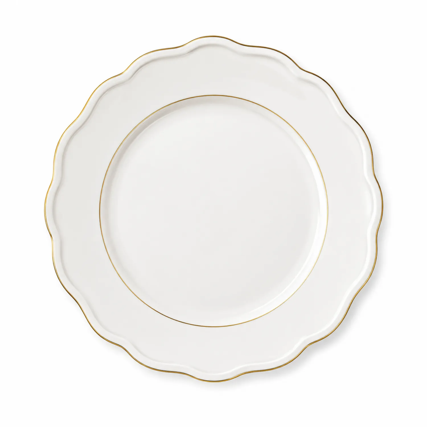 Assiette en Porcelaine Blanc avec Bord Doré - Diamètre 27 cm