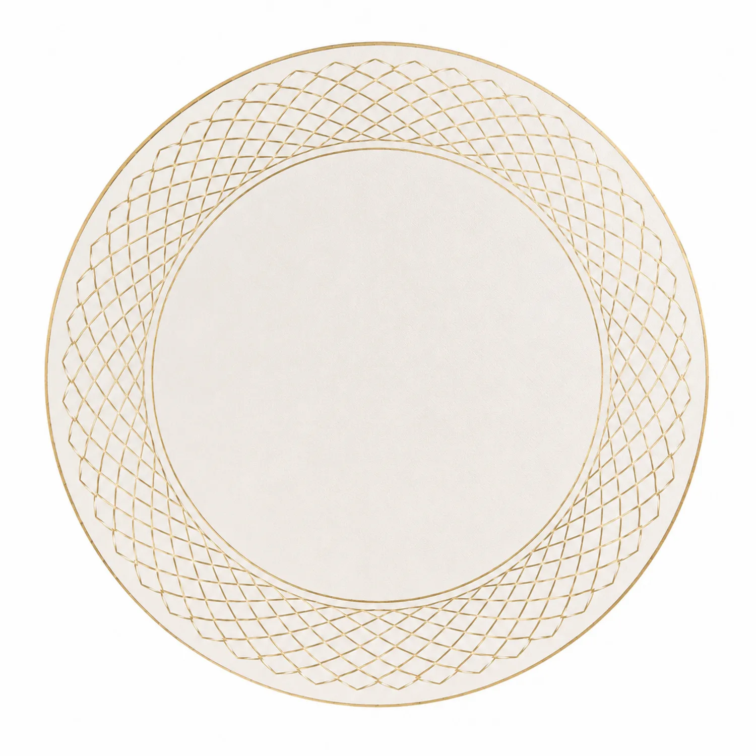 Assiette Décorative Ronde en Porcelaine Blanc et Or