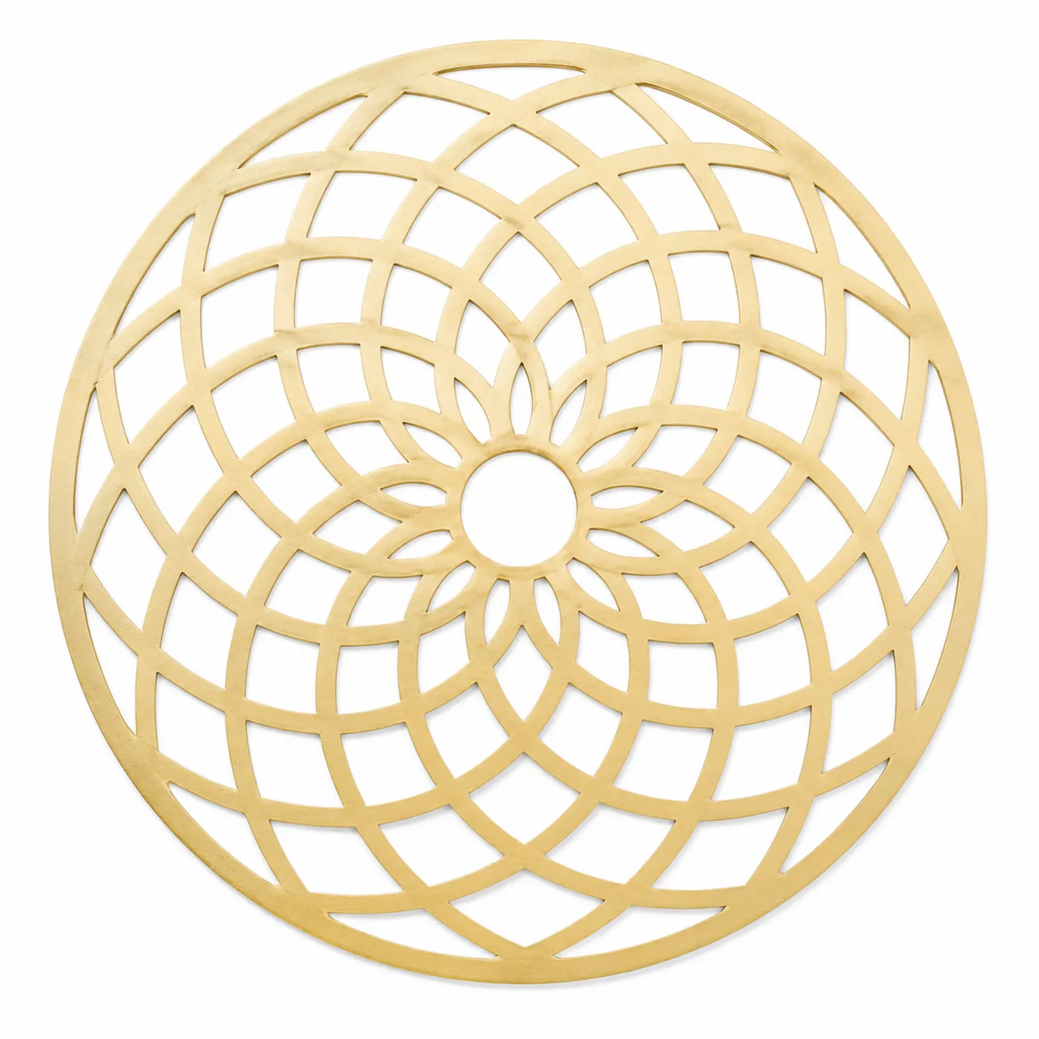 Dessous de Plat Rond Découpé Motif Fleurs en Or