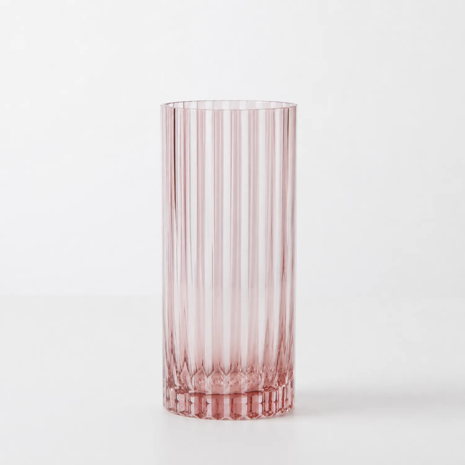 Verre à eau rainuré rose 300 ml
