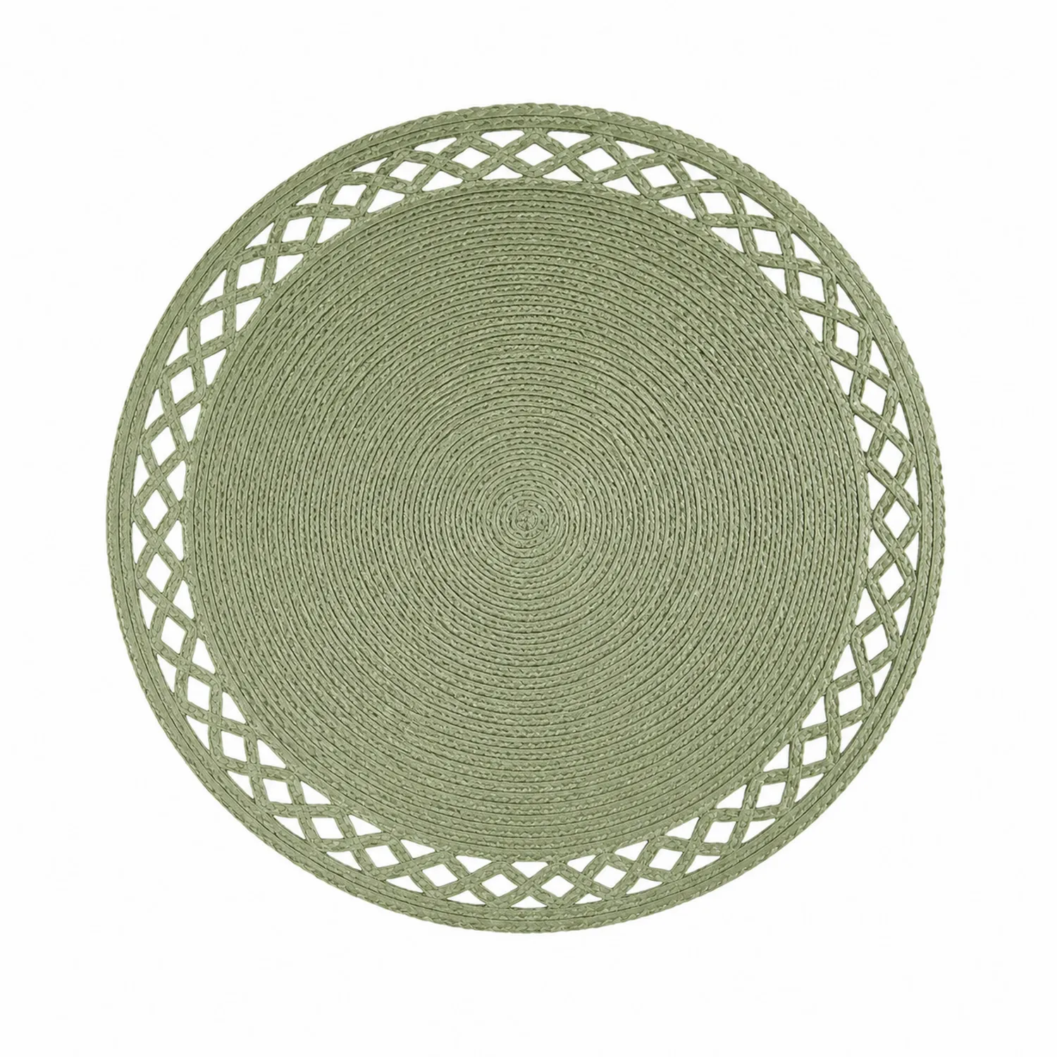 Set de Table Rond Vert avec Bordure Décorative