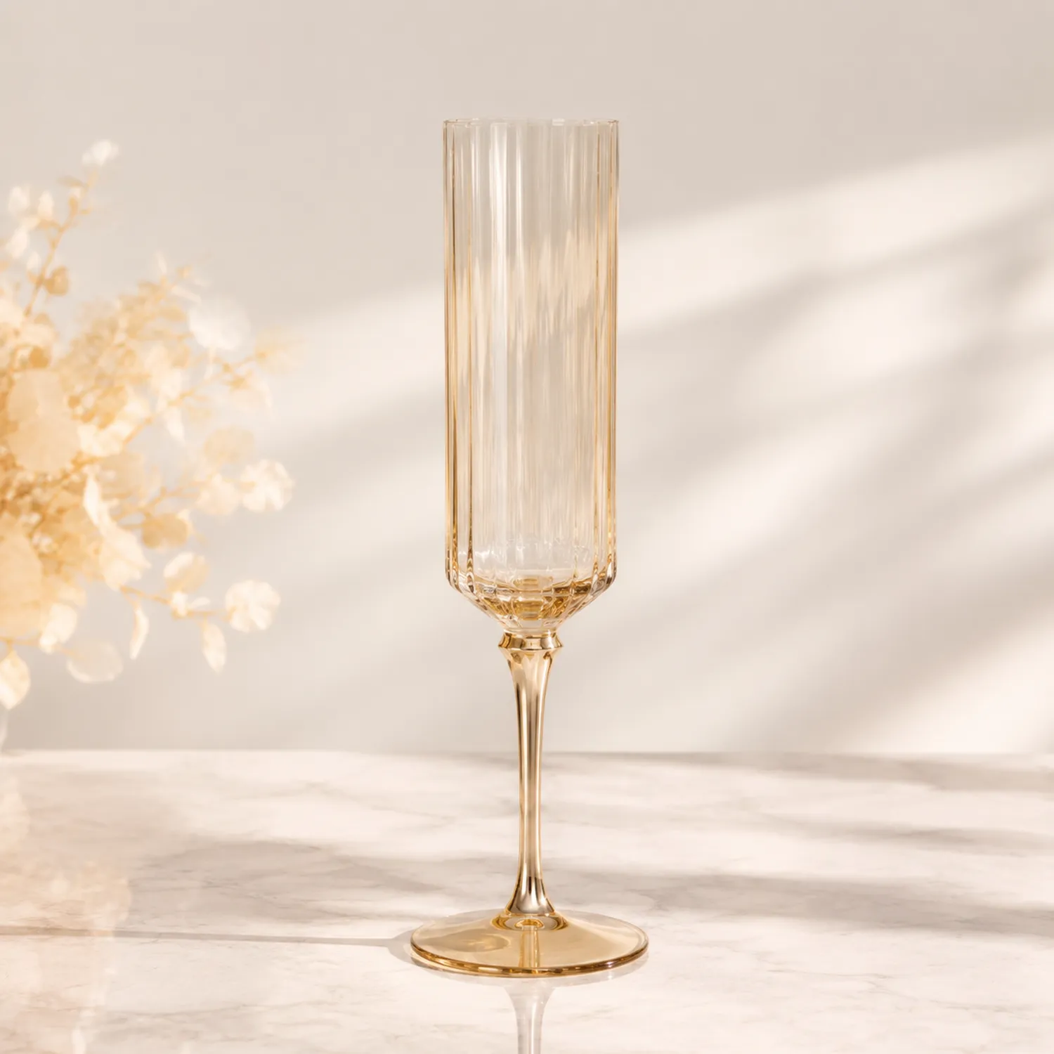 Flûte à Champagne Transparente Dorée