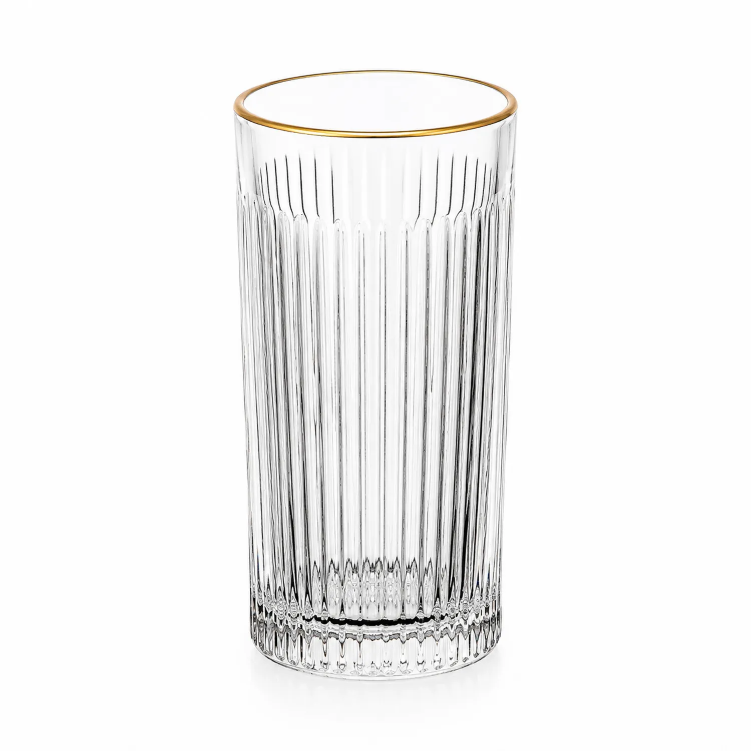 Verre à Eau Transparent avec Bordure Dorée - 300 ml