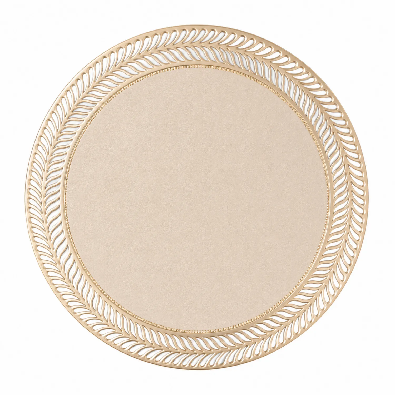 Dessous de plat rond doré ajouré, diamètre 38 cm