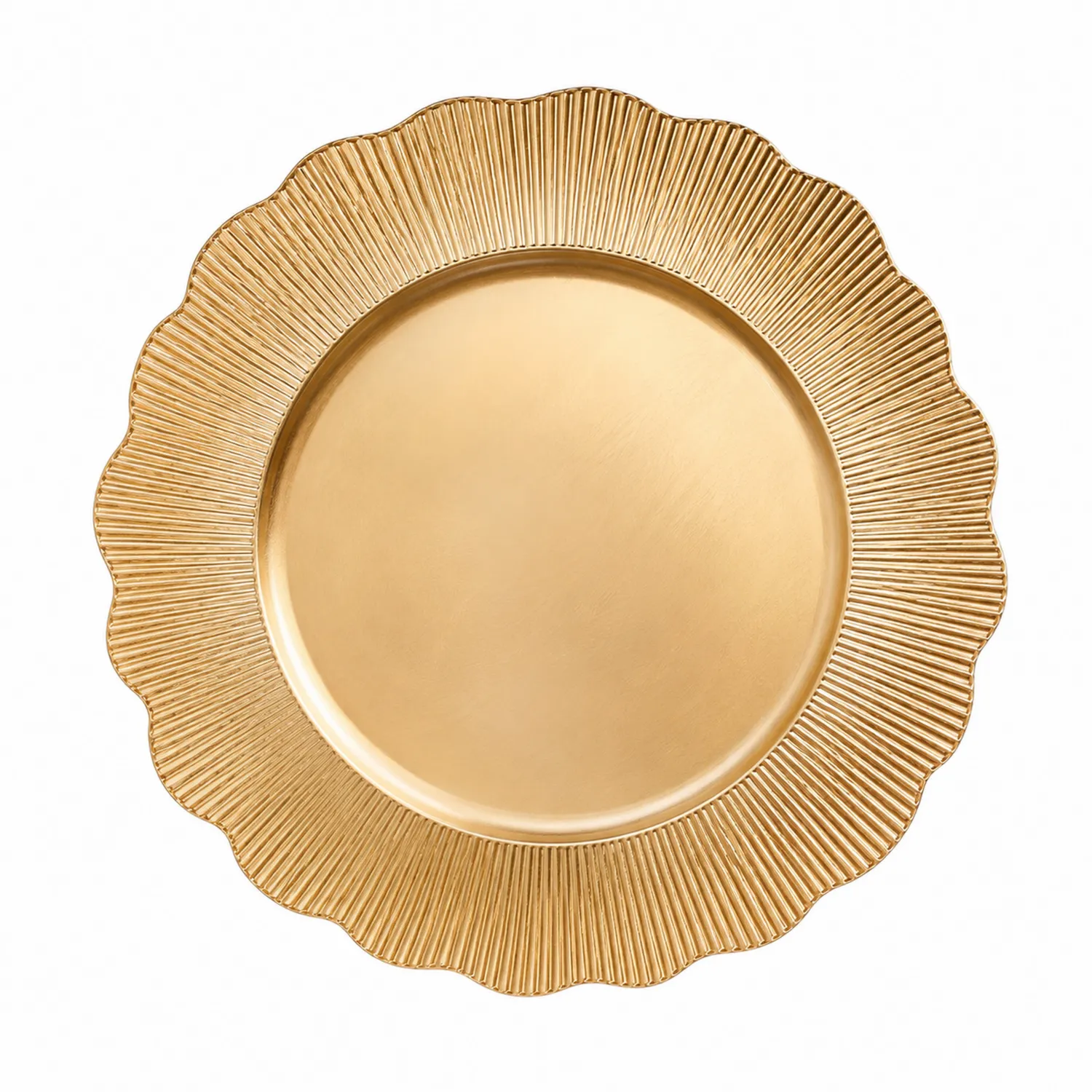 Assiette de Présentation Dorée avec Bord Ondulé