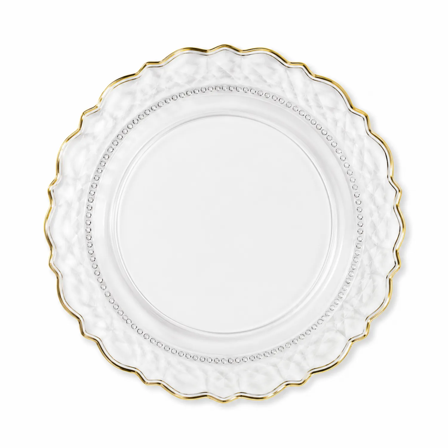 Assiette Transparente avec Bordure Dorée - 27 cm