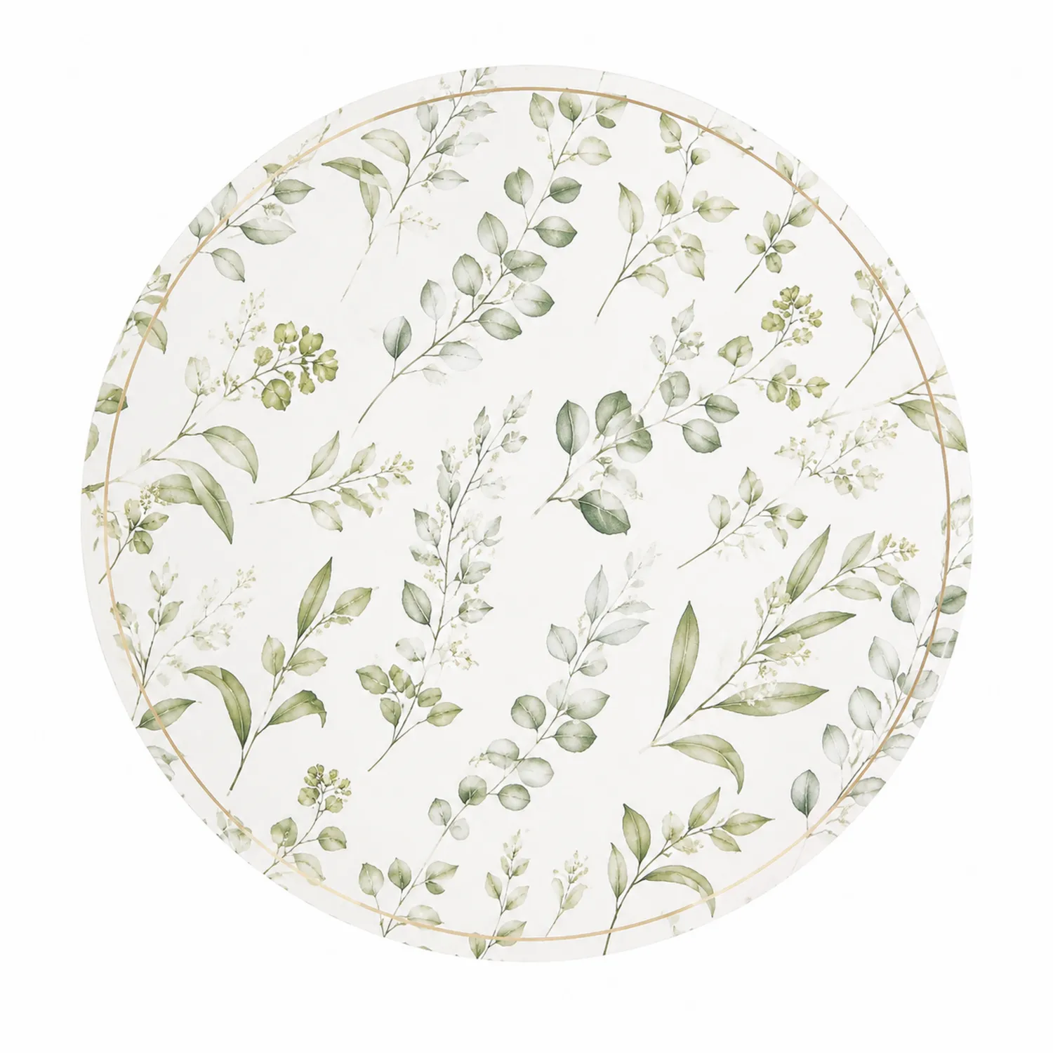 Nappe Ronde Motif Feuilles Vertes 150 cm