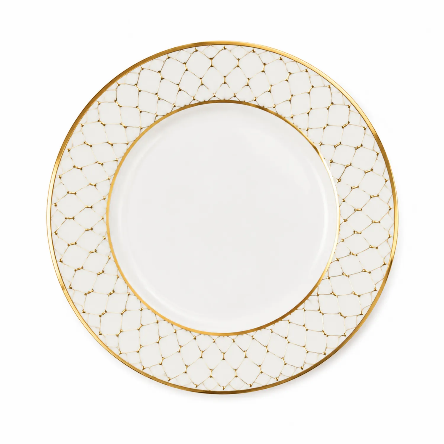 Assiette en porcelaine avec motif géométrique doré