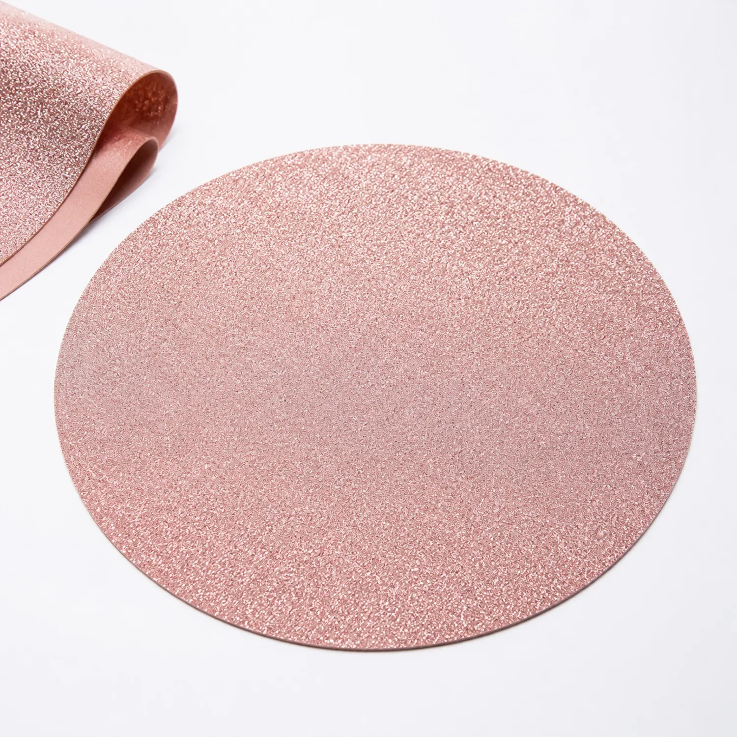 Set de Table Rond Antidérapant Scintillant Or Rose