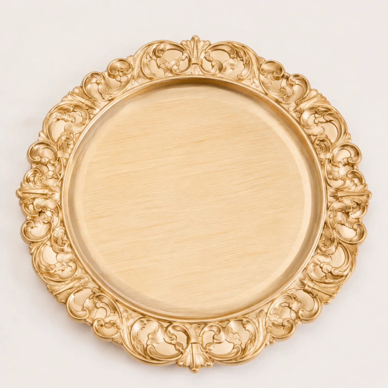 Assiette Décorative Baroque Dorée avec Bordures Sculptées
