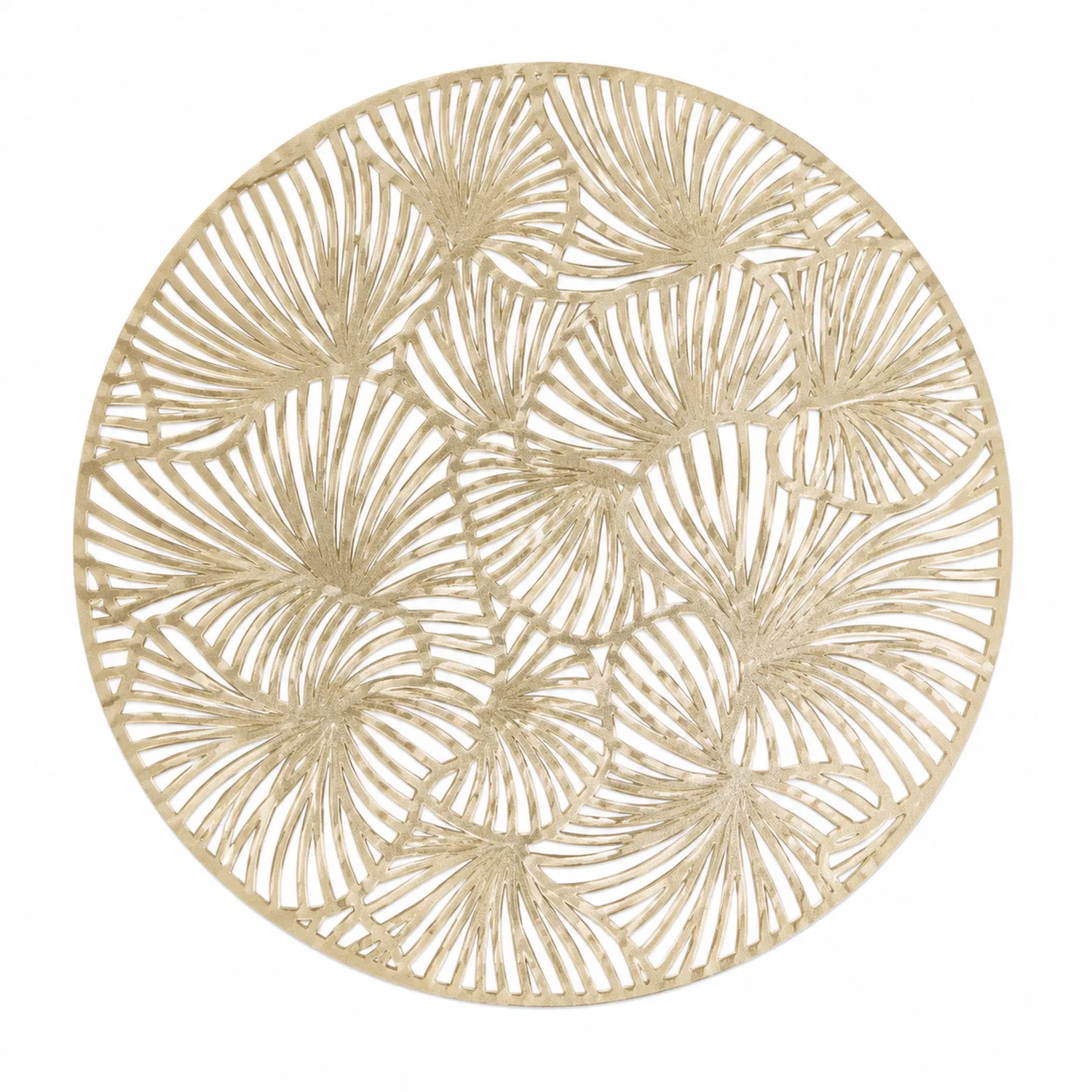 Set de Table Rond Doré Motif Feuilles