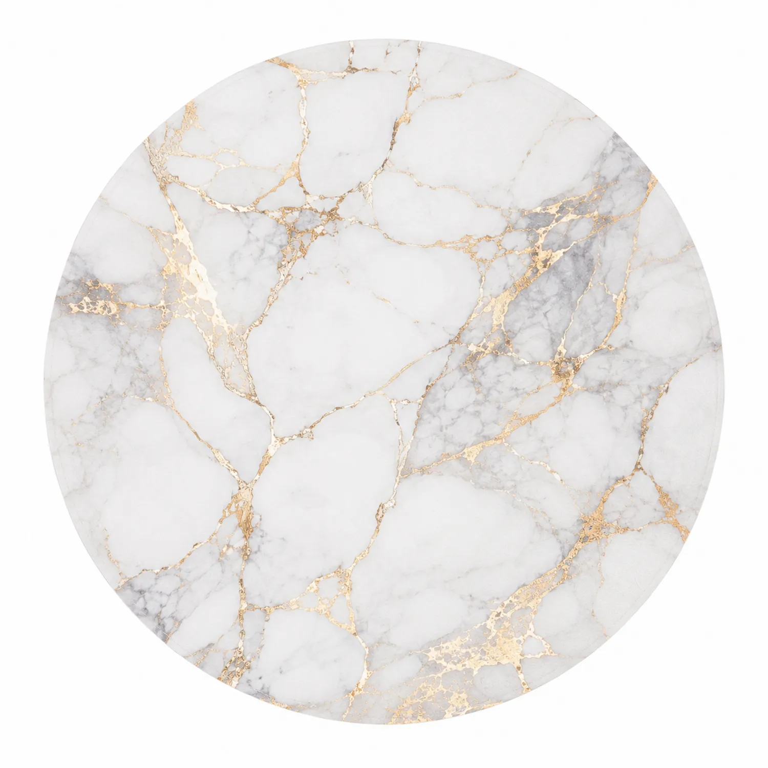 Set de Table Rond Effet Marbre Blanc Gris Doré