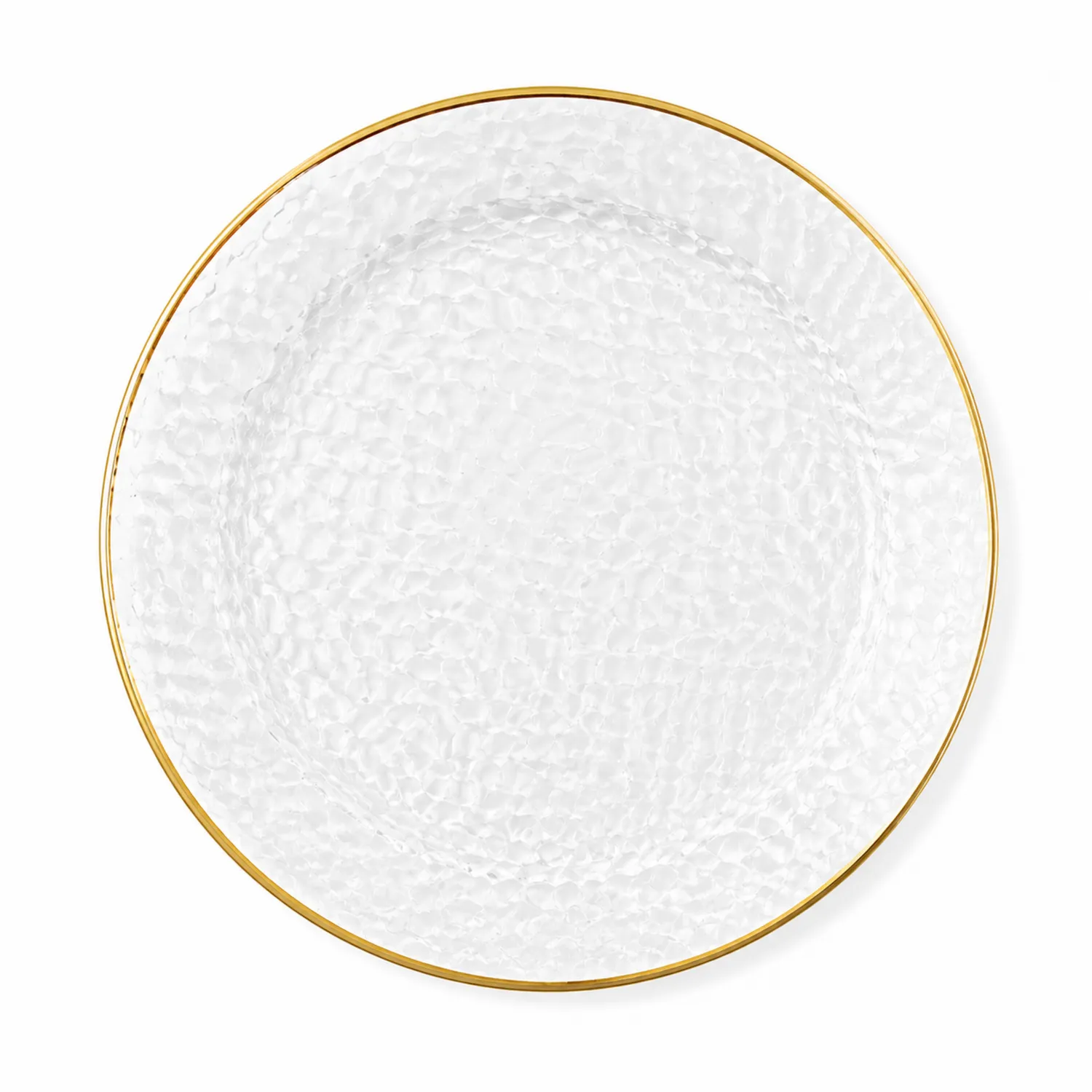 Assiette en verre transparent avec bord doré