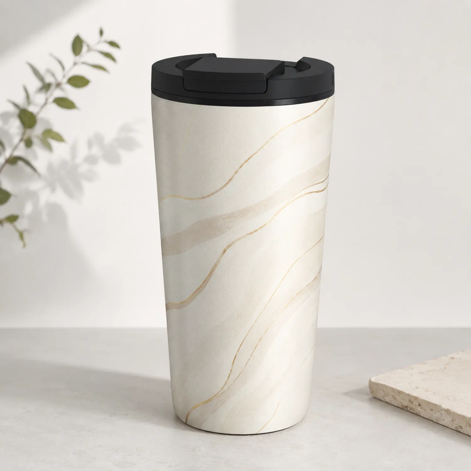 Tasse Isotherme 350ml Marbré Blanc