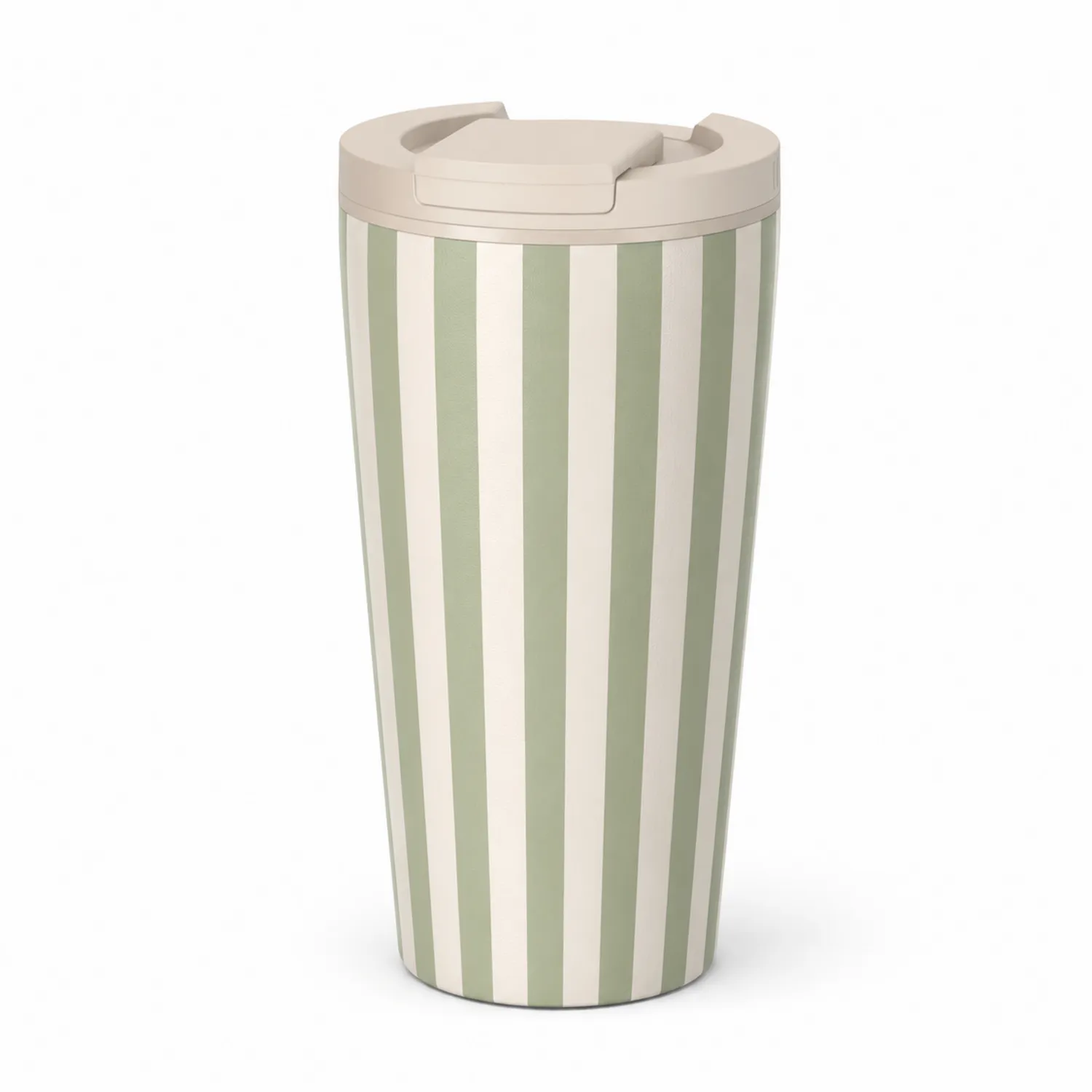 Tasse de voyage isotherme 450ml à rayures beige/vert