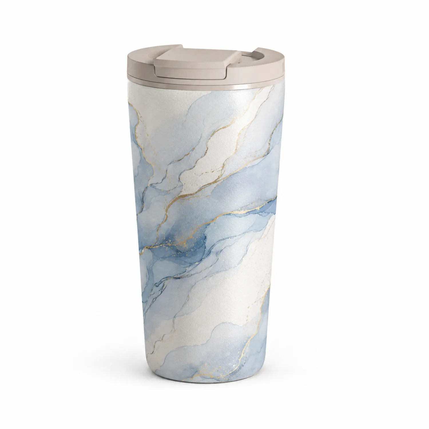 Gobelet isotherme marbré bleu 500ml avec fermeture hermétique