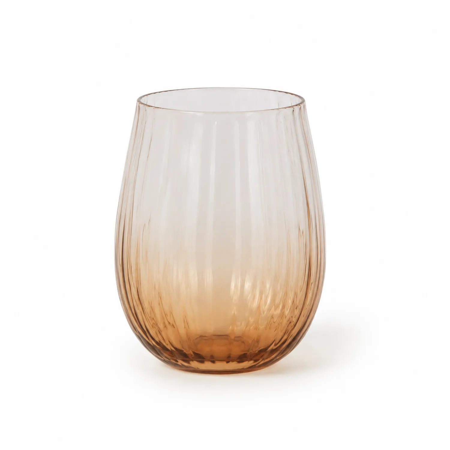 Verre à eau strié ambre translucide