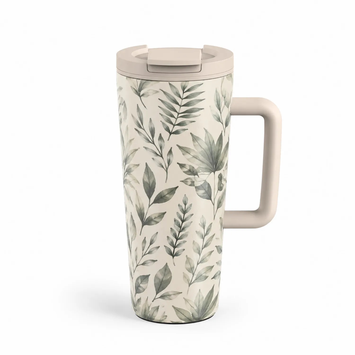 Tasse isotherme avec motif feuillage et poignée 400ml