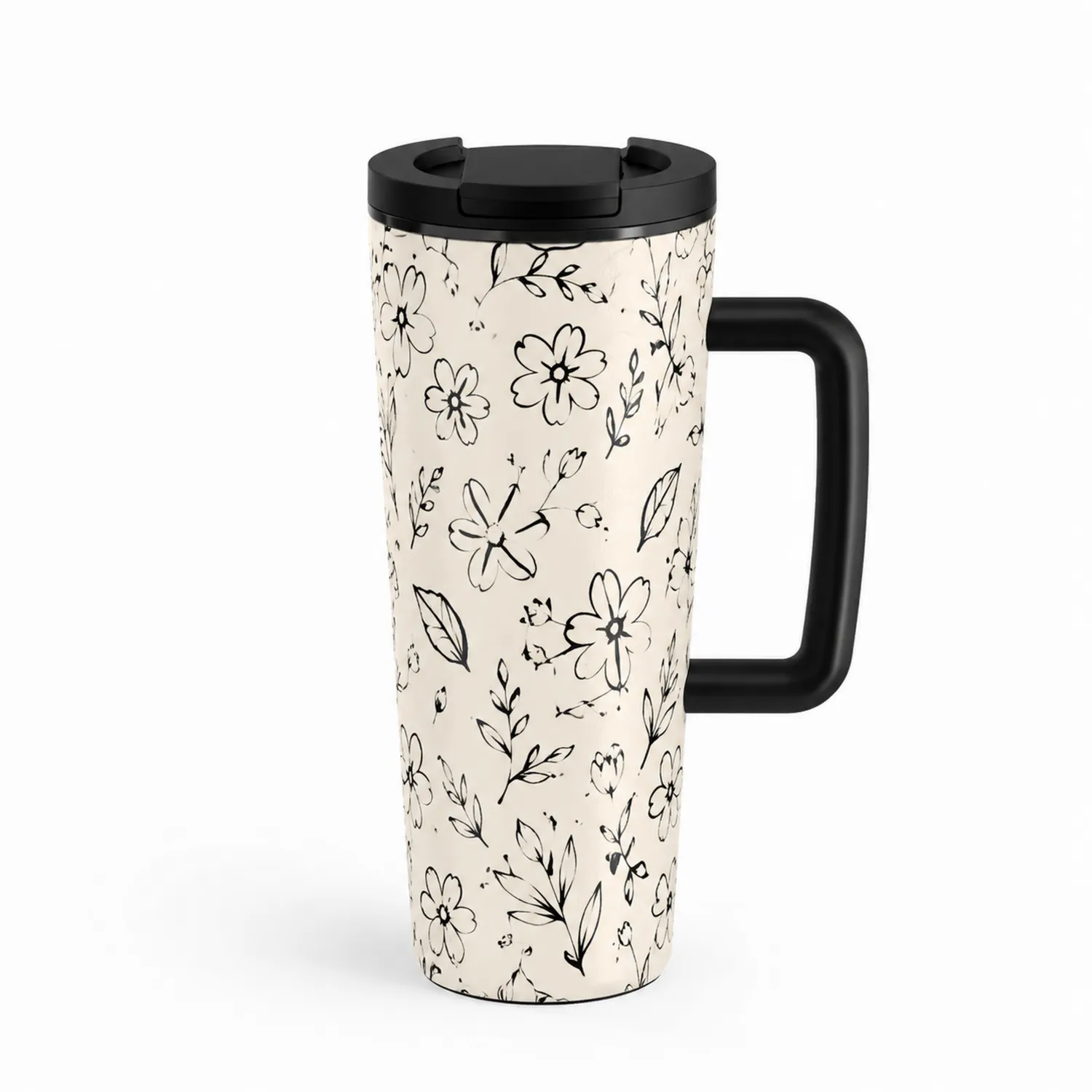 Mug isotherme à motif floral avec anse