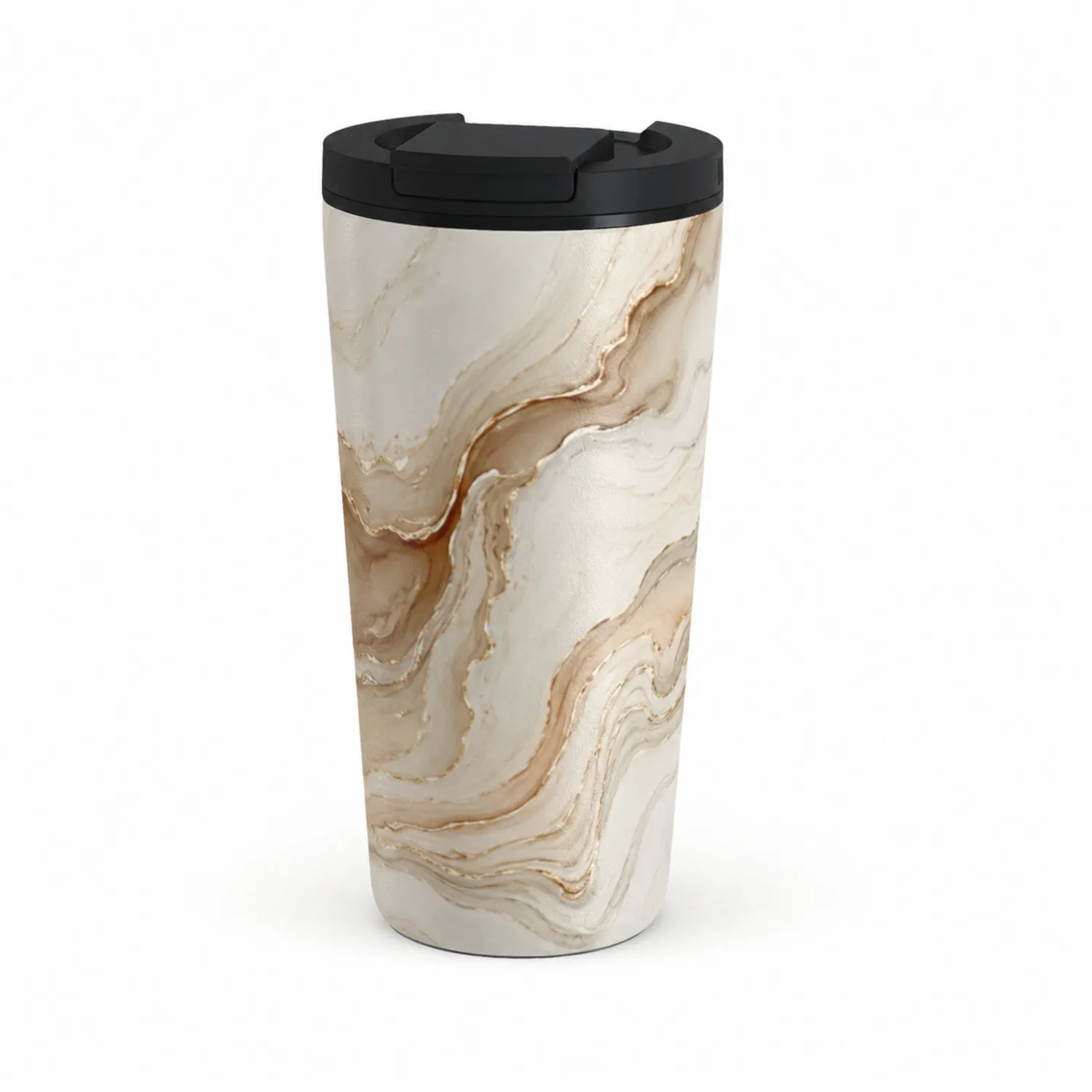 Tasse Isotherme à Effet Marbré 400ml Beige et Noir
