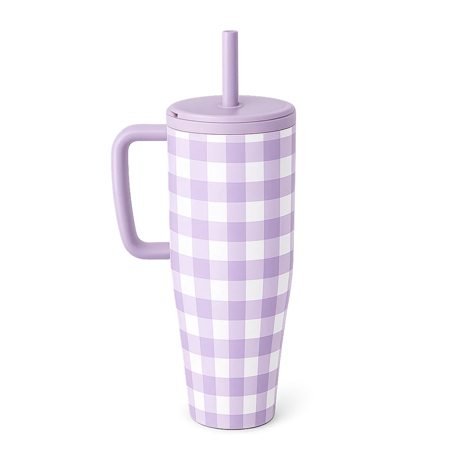 Gobelet thermo Vichy avec anse et paille 500ml violet