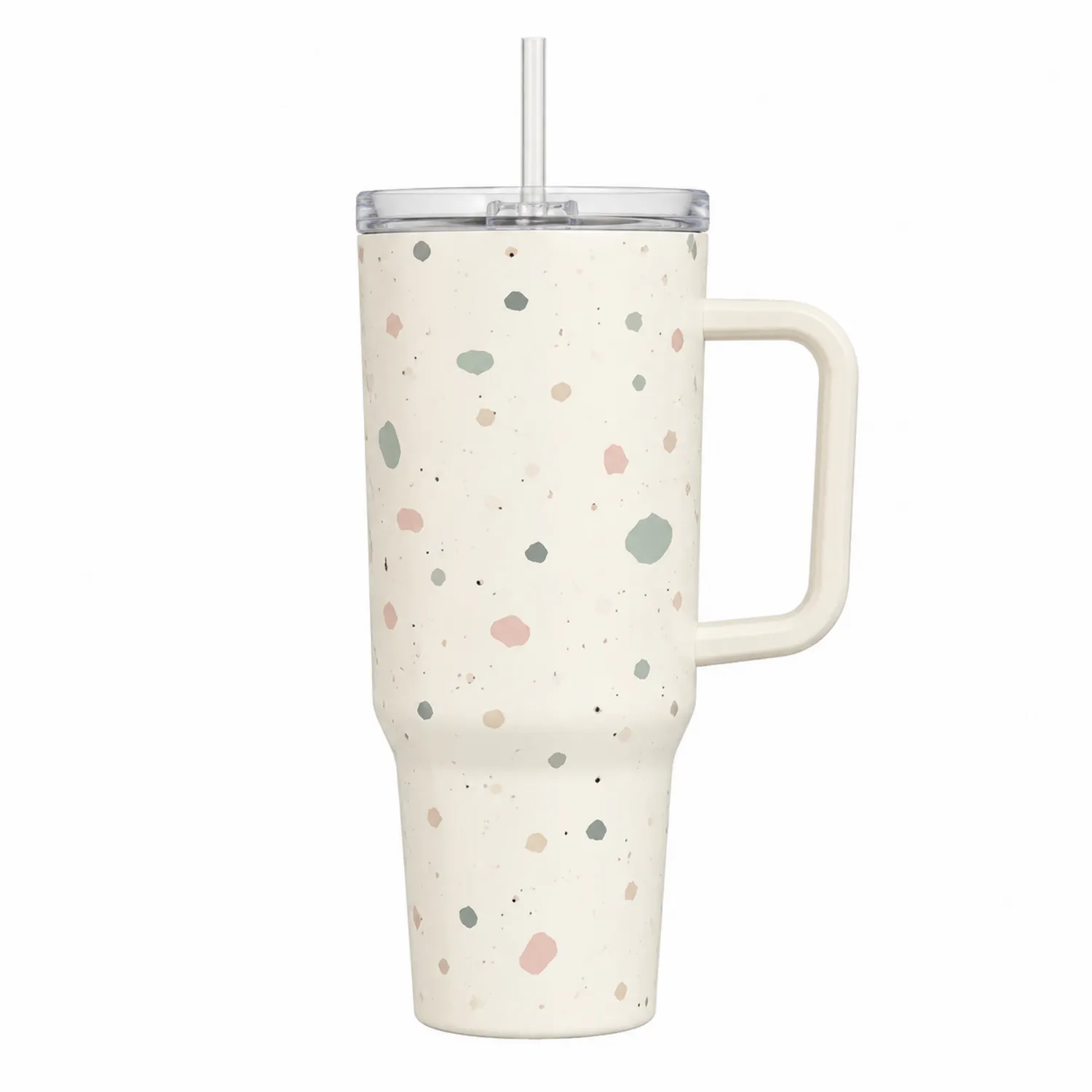 Tasse Isotherme Terrazzo avec Paille 710ml Crème