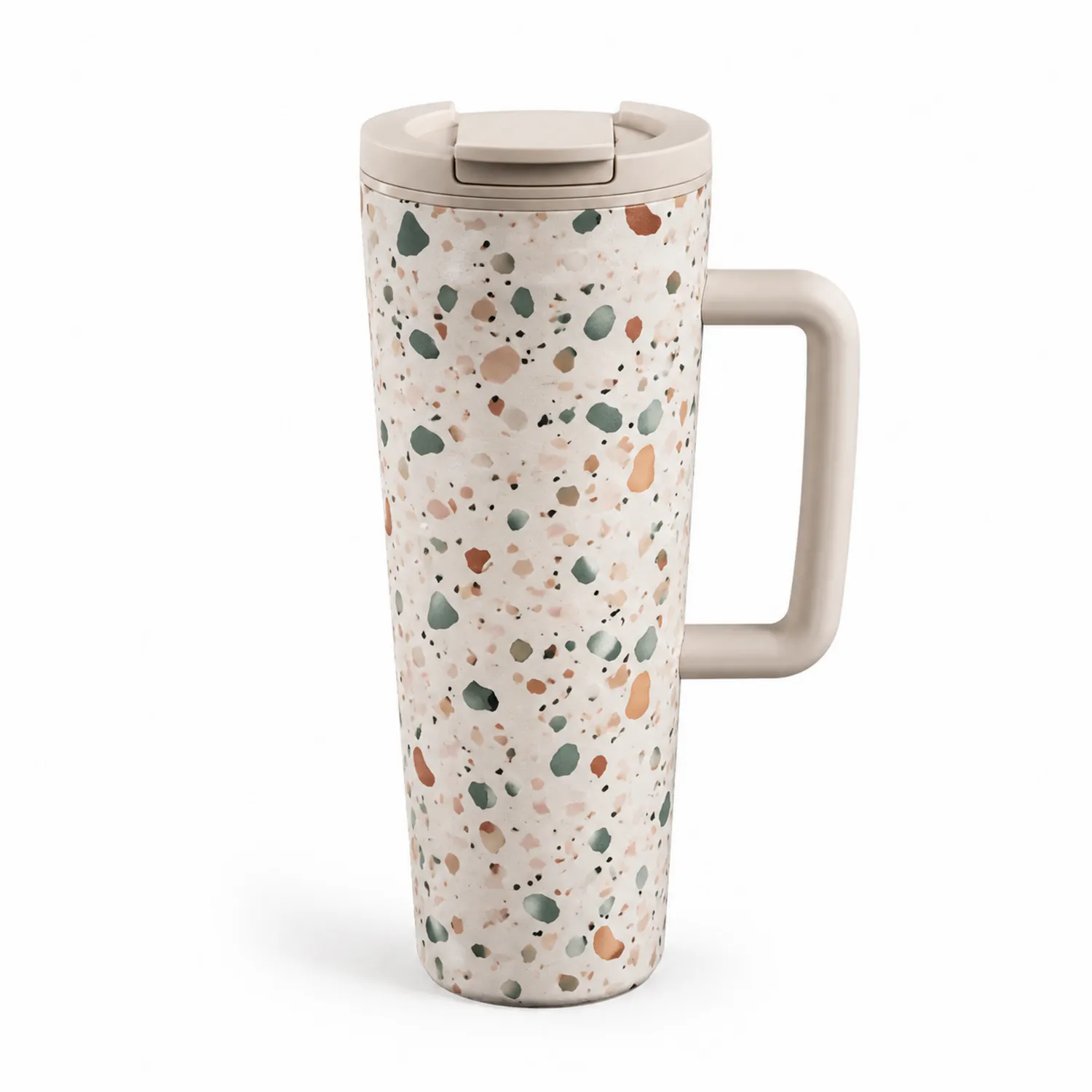 Gobelet de voyage à motif terrazzo avec poignée - 450ml