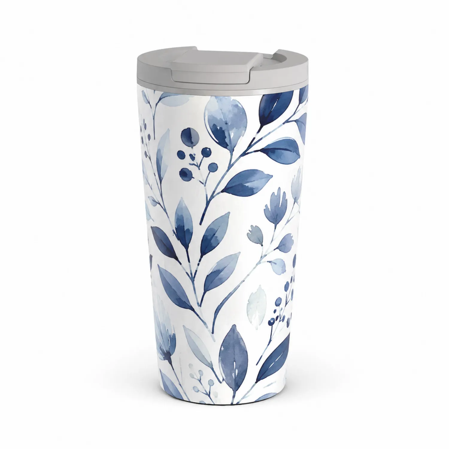 Tasse Isotherme à Motif de Feuilles Bleues 450 ml