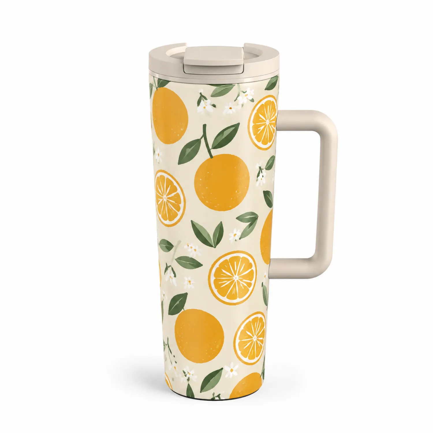 Tasse isotherme 500ml avec imprimé oranges, orange et beige