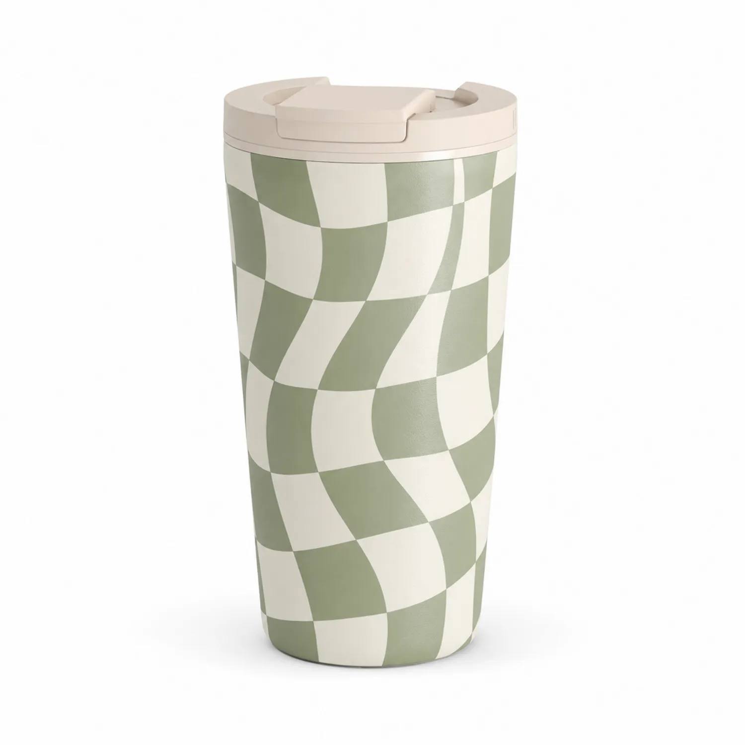 Tasse Isotherme Damier 450ml Vert/Blanc