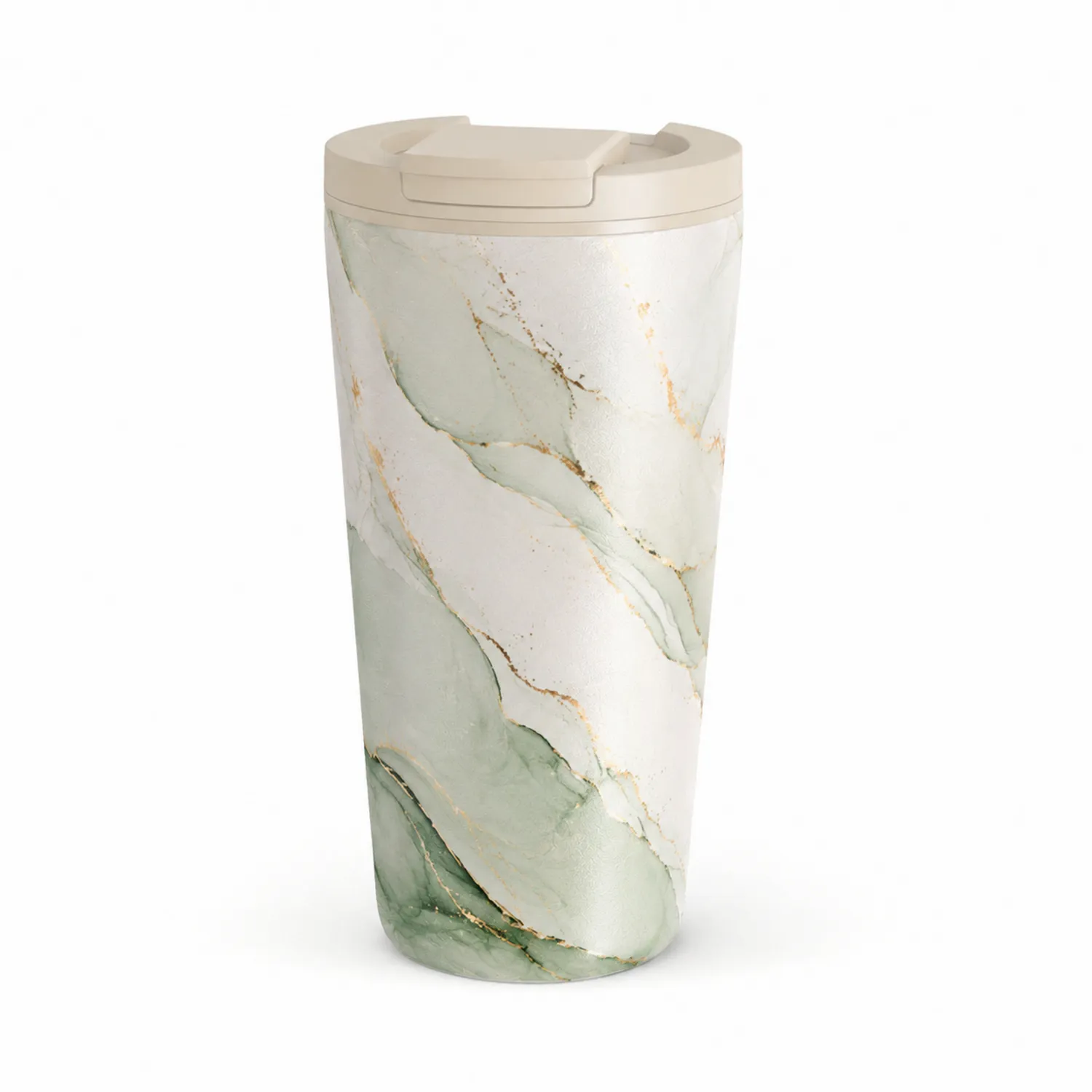 Gobelet isotherme marbré vert avec couvercle hermétique 500ml